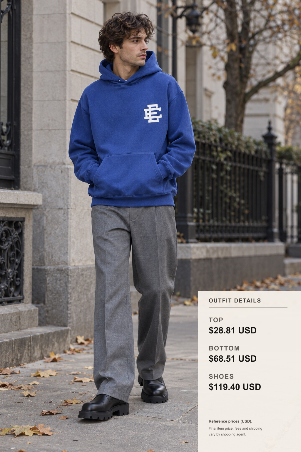 Eric Emanuel Hoodie: 3 Fall-Winter Color Looks outfit 1 full-body street style for fashionreps