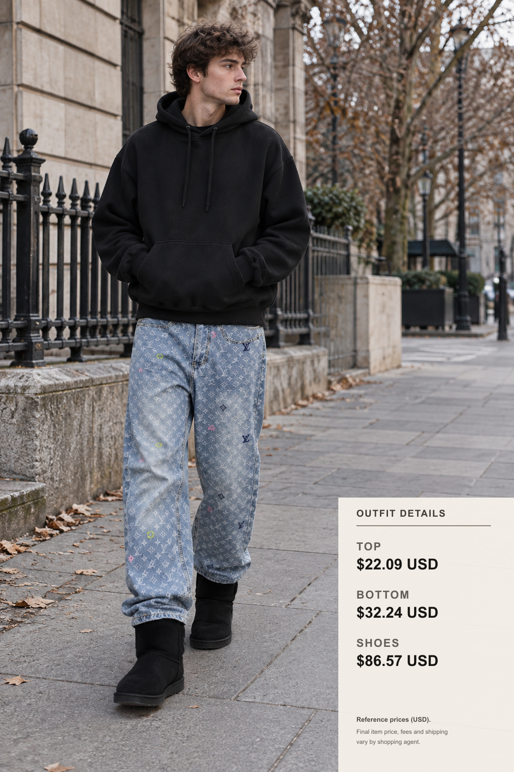 Eric Emanuel Hoodie: 3 Fall-Winter Color Looks outfit 2 full-body street style for fashionreps